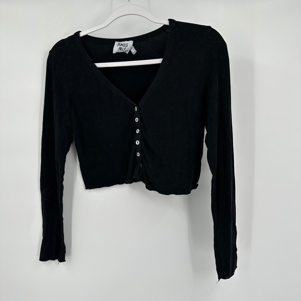 Princess Polly Womens Y2K Coquette Indie Sleaze Cropped Cardigan Size 4 Ribbed